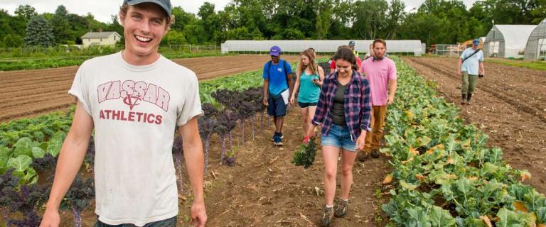 Vassar student interns at the Poughkeepsie Farm Project.
