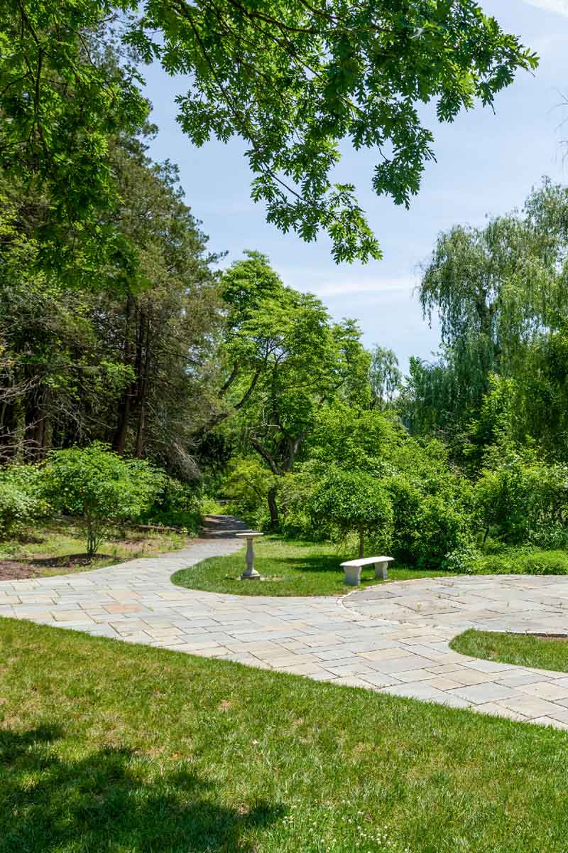 A stone path in the Shakespeare Garden