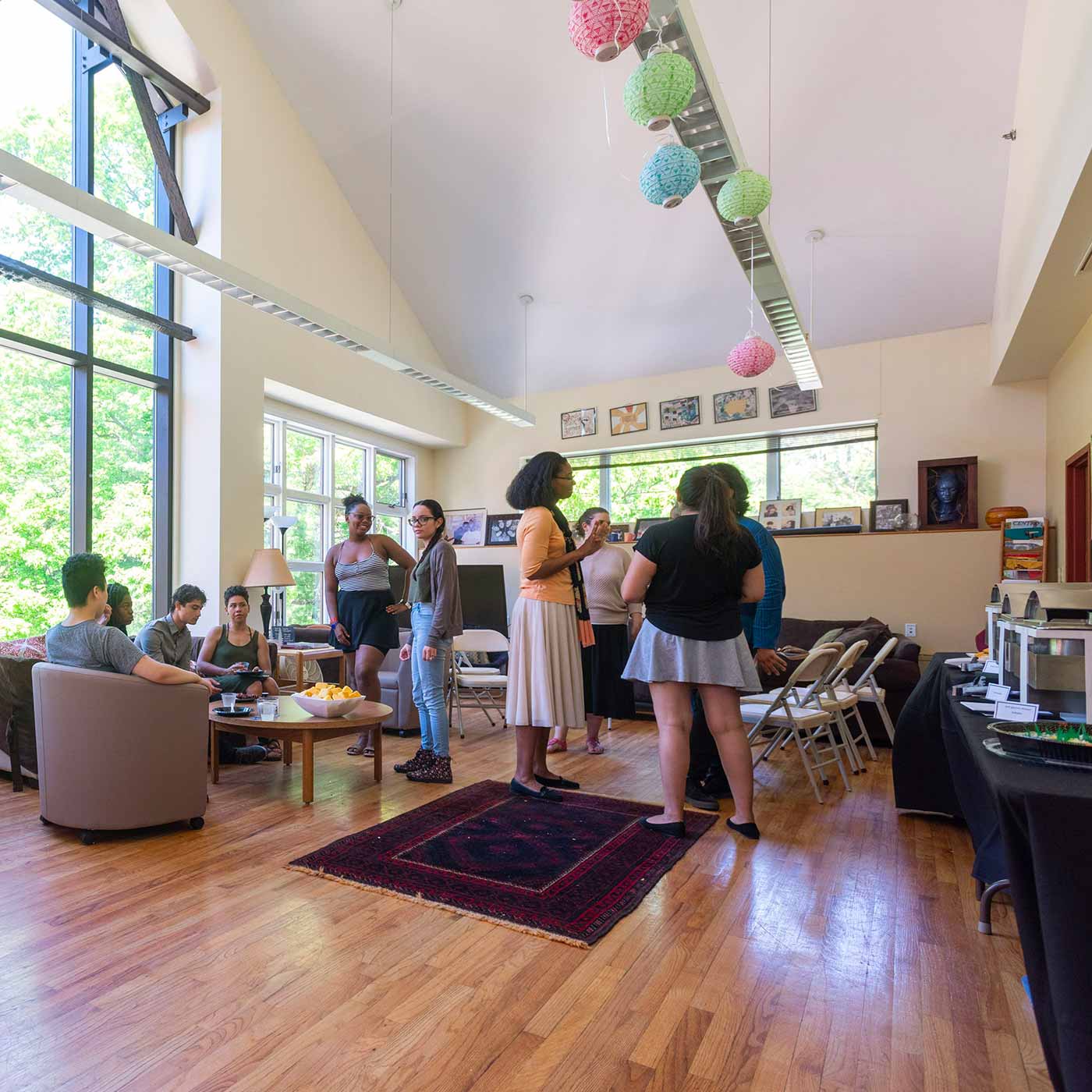 Students assemble in a large, well-lit room