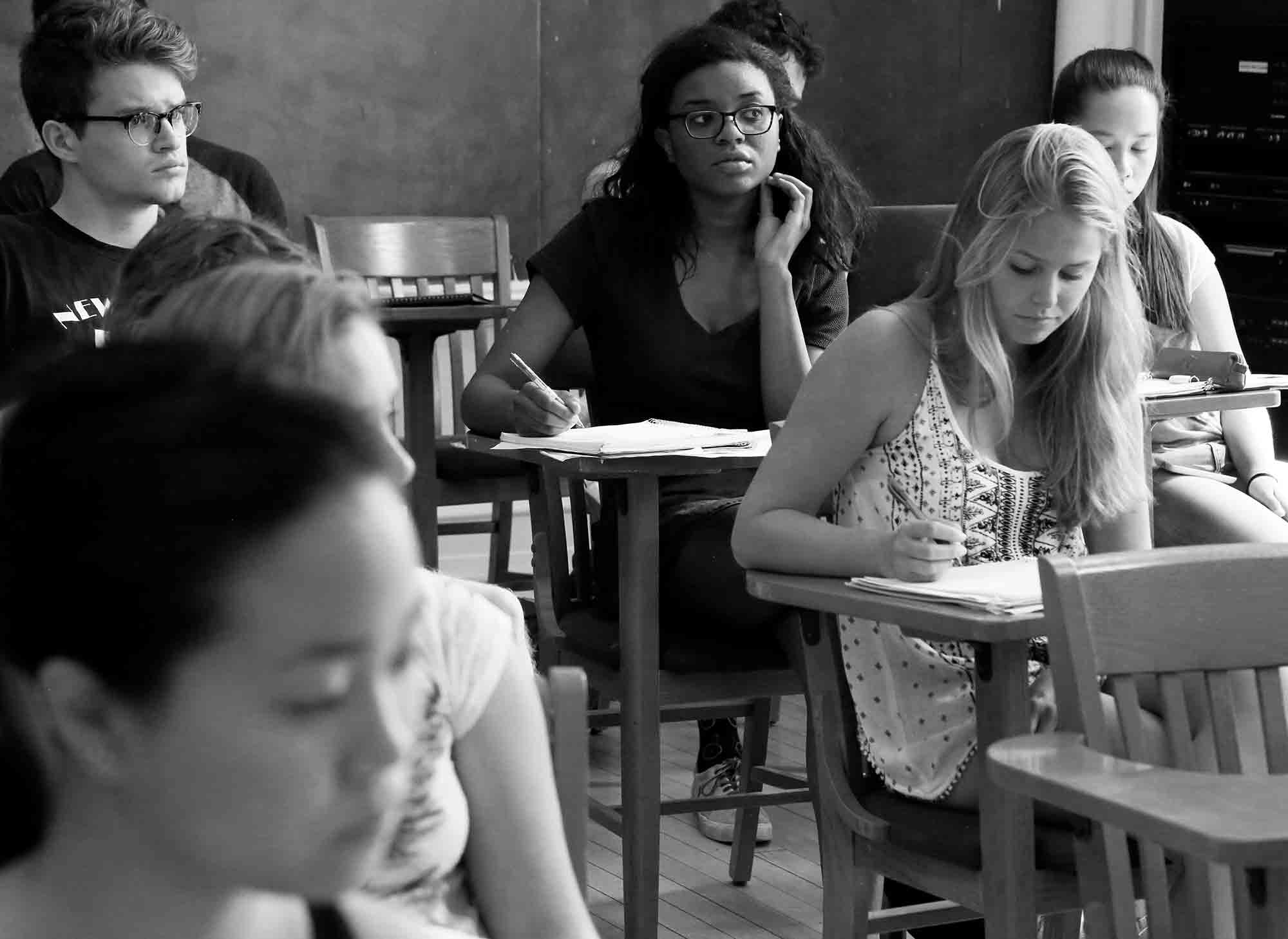 Students sitting in a classroom