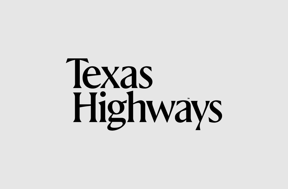 Texas Highways logo, in a black serif font on a white background