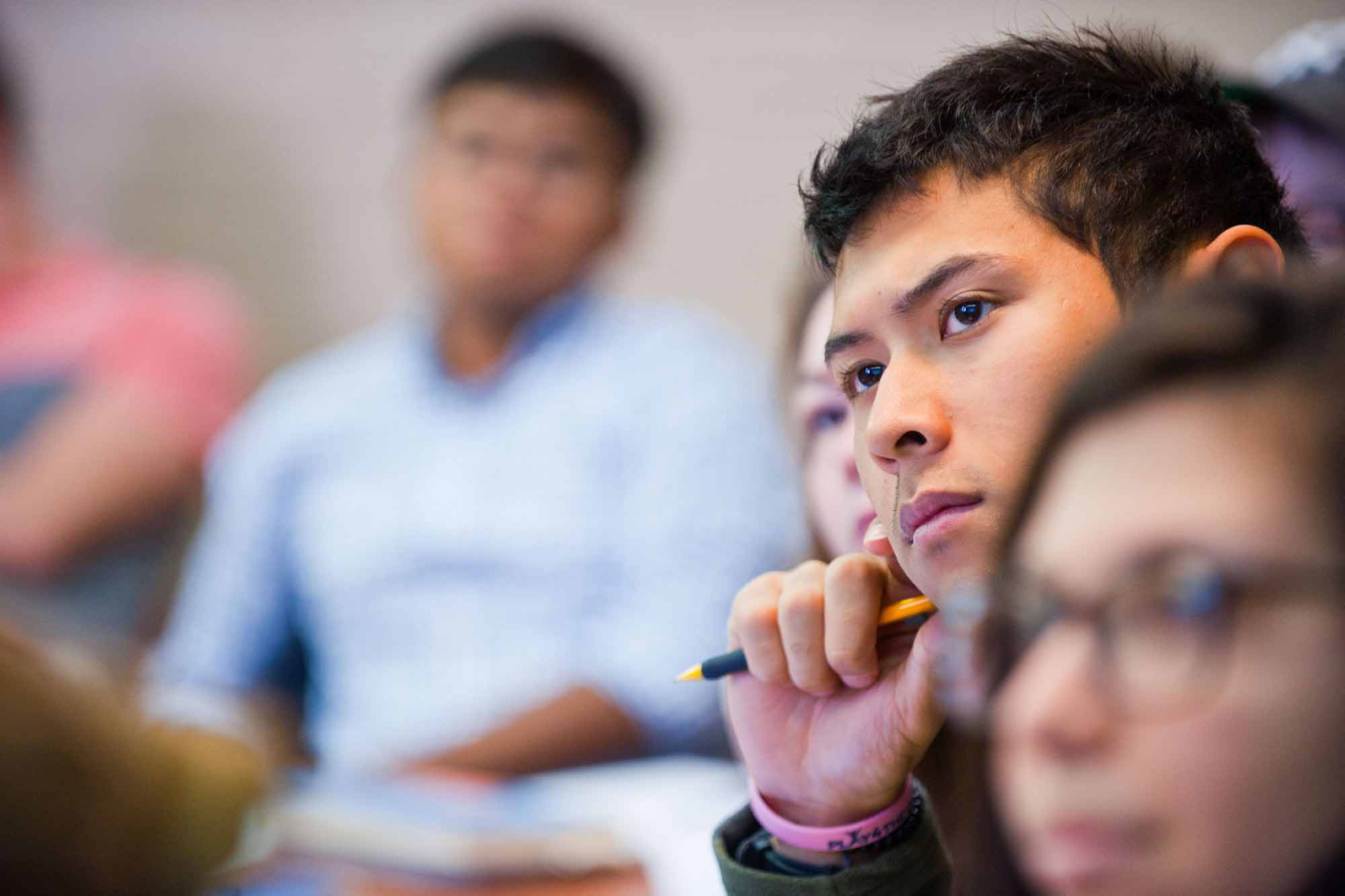 A student listening in class
