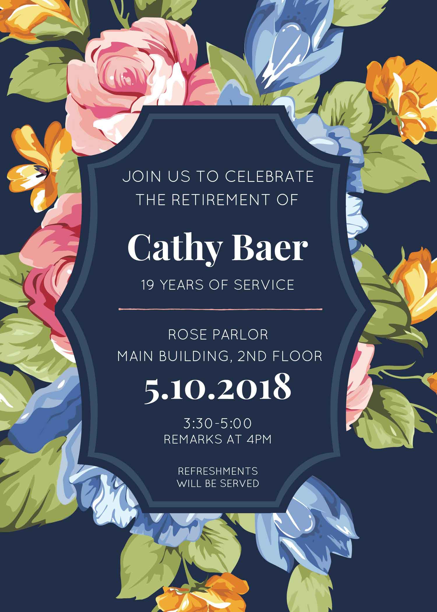 Cathy Baer retirement card