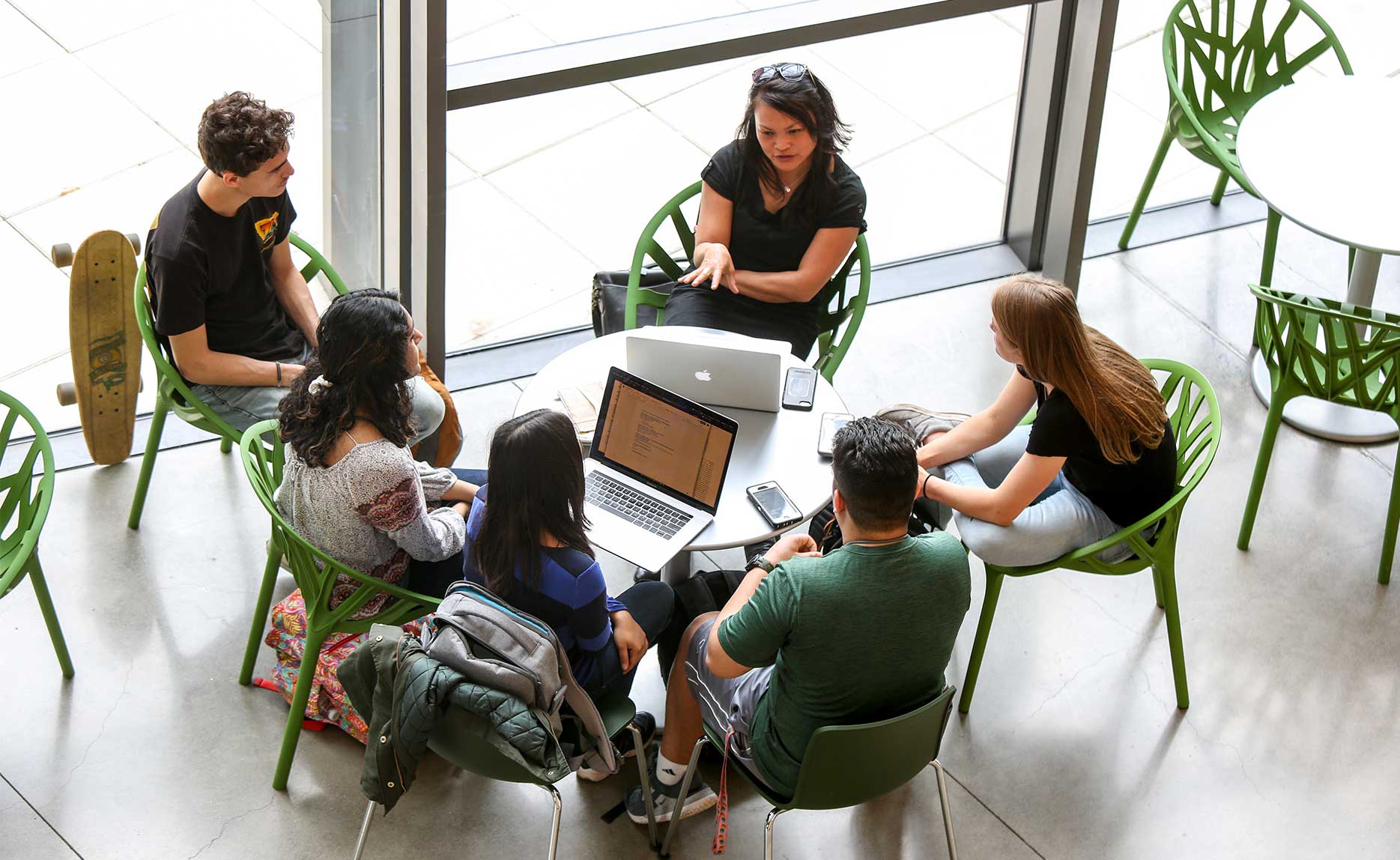 Professor with students