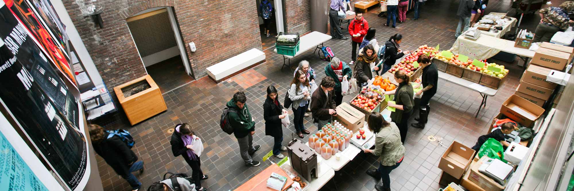 Indoor farmers market at Vassar College