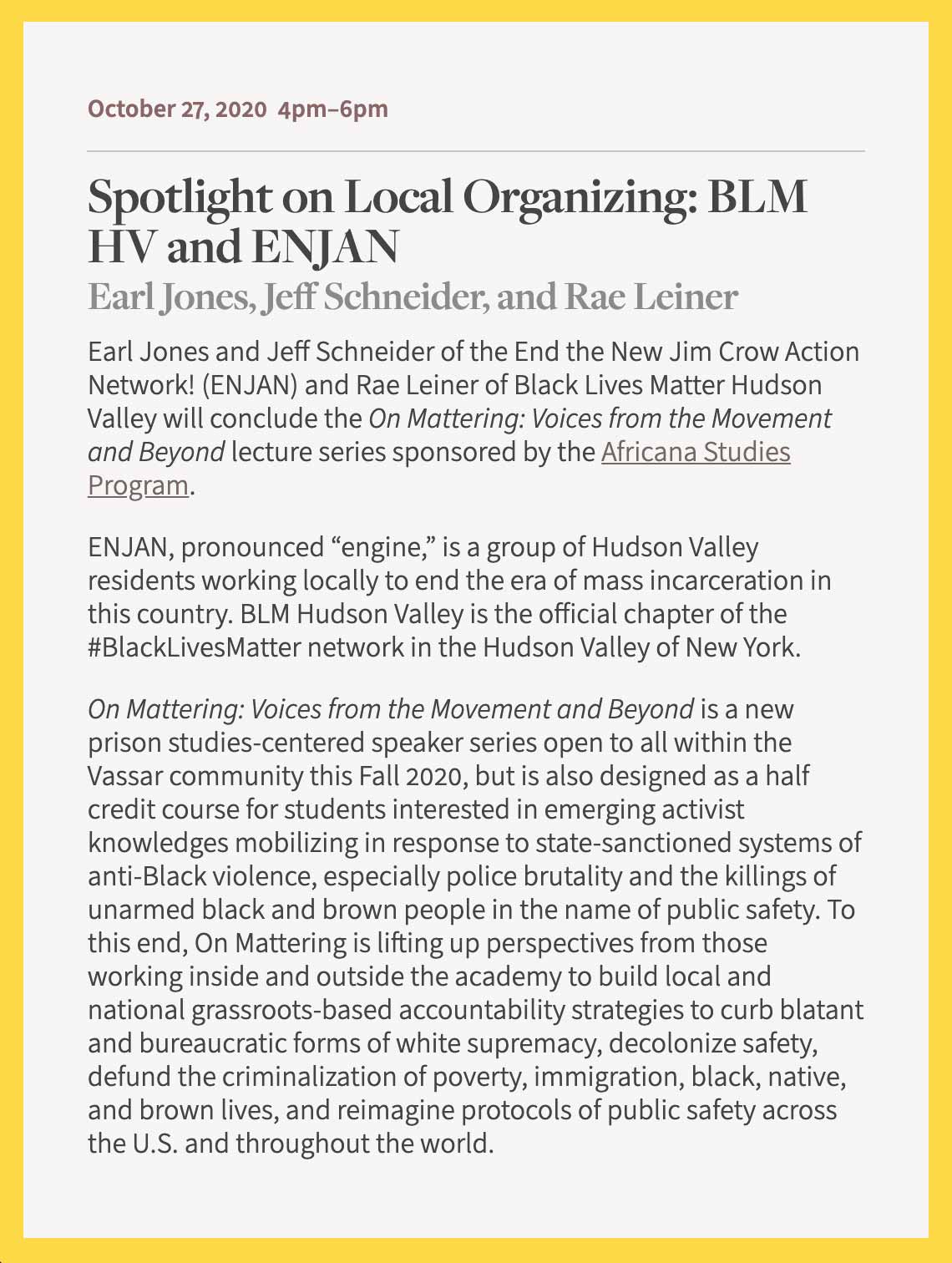 Spotlight on Local Organizing: BLM HV and ENJAN - Earl Jones, Jeff Schneider, and Rae Leiner