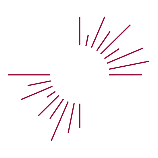 Maroon lines radiating our from a center to the top right and bottom left to create what appears to be sun rays