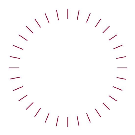 Maroon lines radiating our from the center to create what appears to marks on a watch or timer