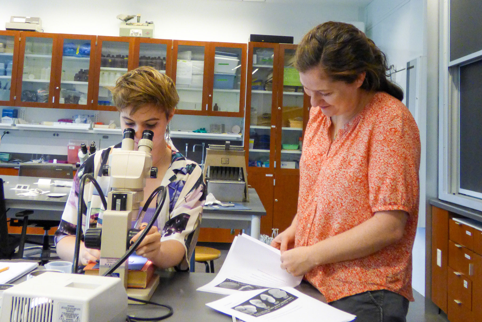 The work Poniatowski (left) and the other two students are doing this summer is part of Assistant Professor Laura Haynes’ (right) ongoing research on climate change.