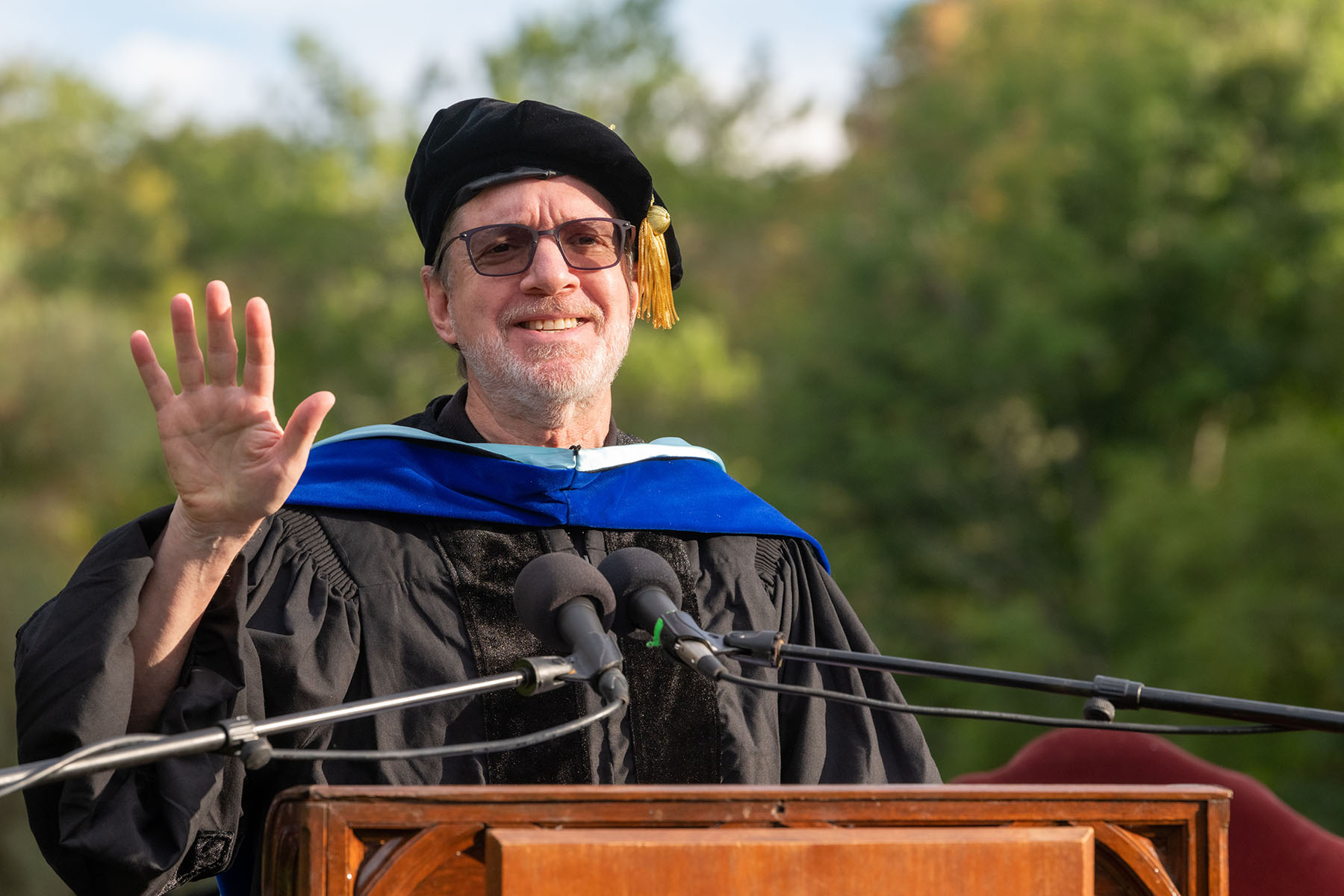 Professor of English Peter Antelyes delivered the Convocation Address, titled “The Afterlife of Surprise.”