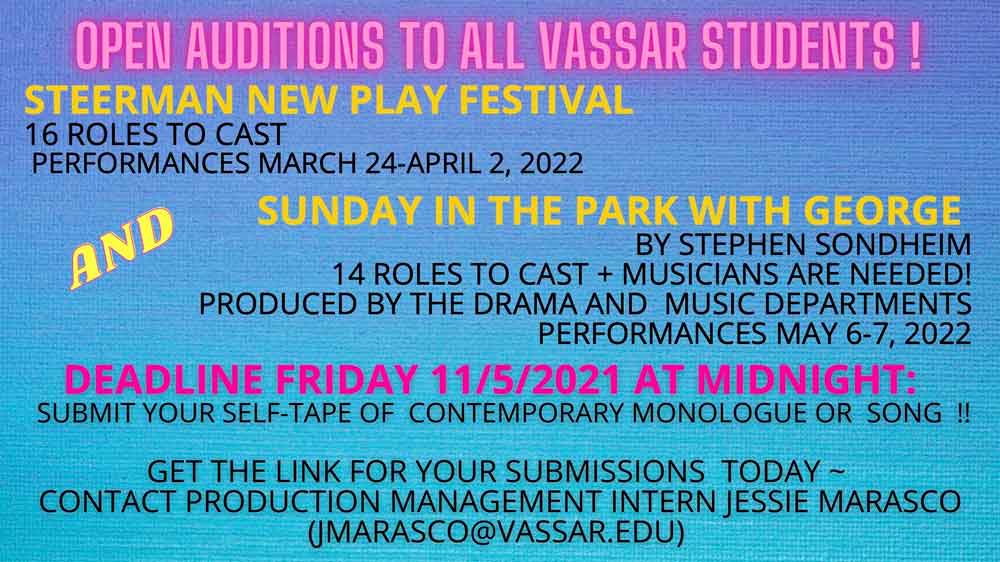 Open Auditions to All Vassar Students Poster