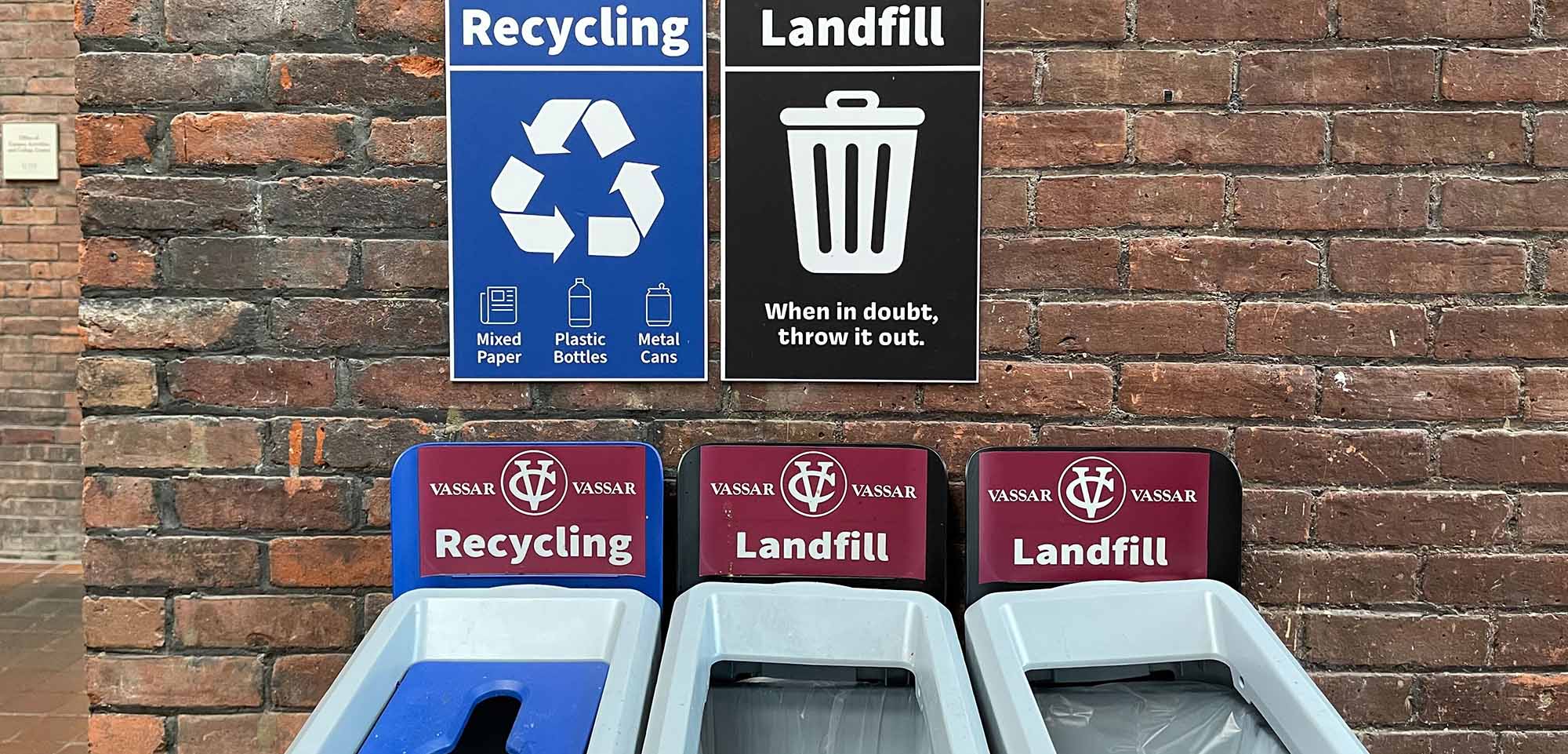 Landfill and recycling bins at Vassar.