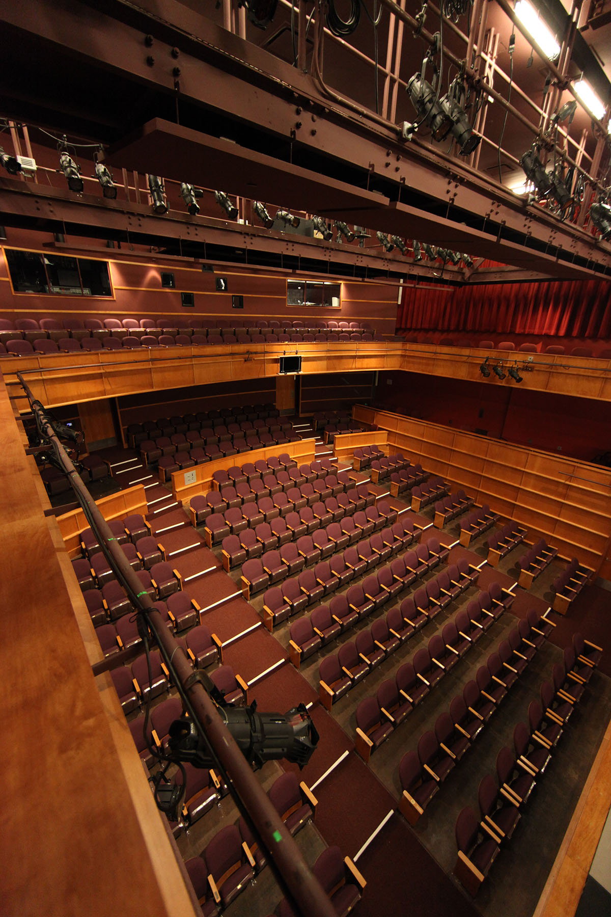Inside the Martel Theater, seating and lights