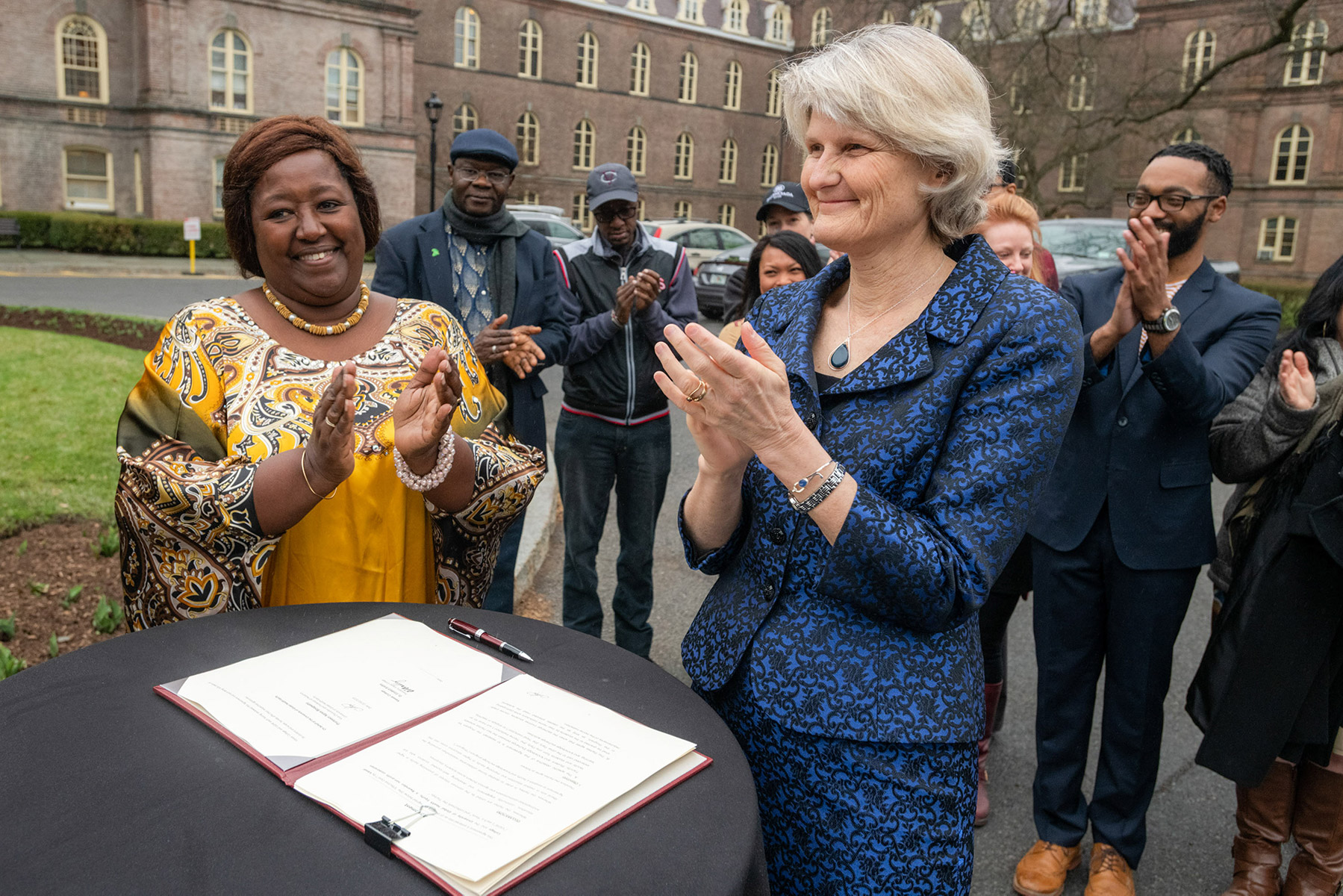 President Bradley signed a partnership agreement with UGHE Vice Chancellor, Professor Agnes Binagwaho in 2019.