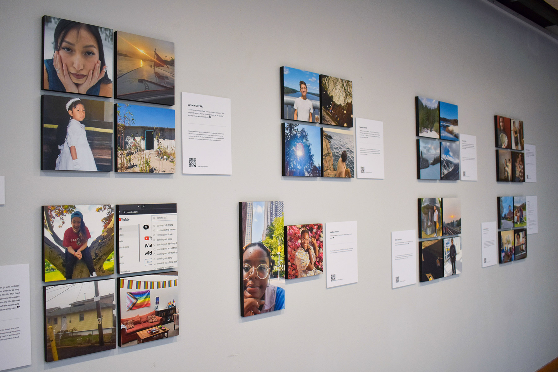 The exhibit employs QR codes to enable visitors to gain access to each student’s story.