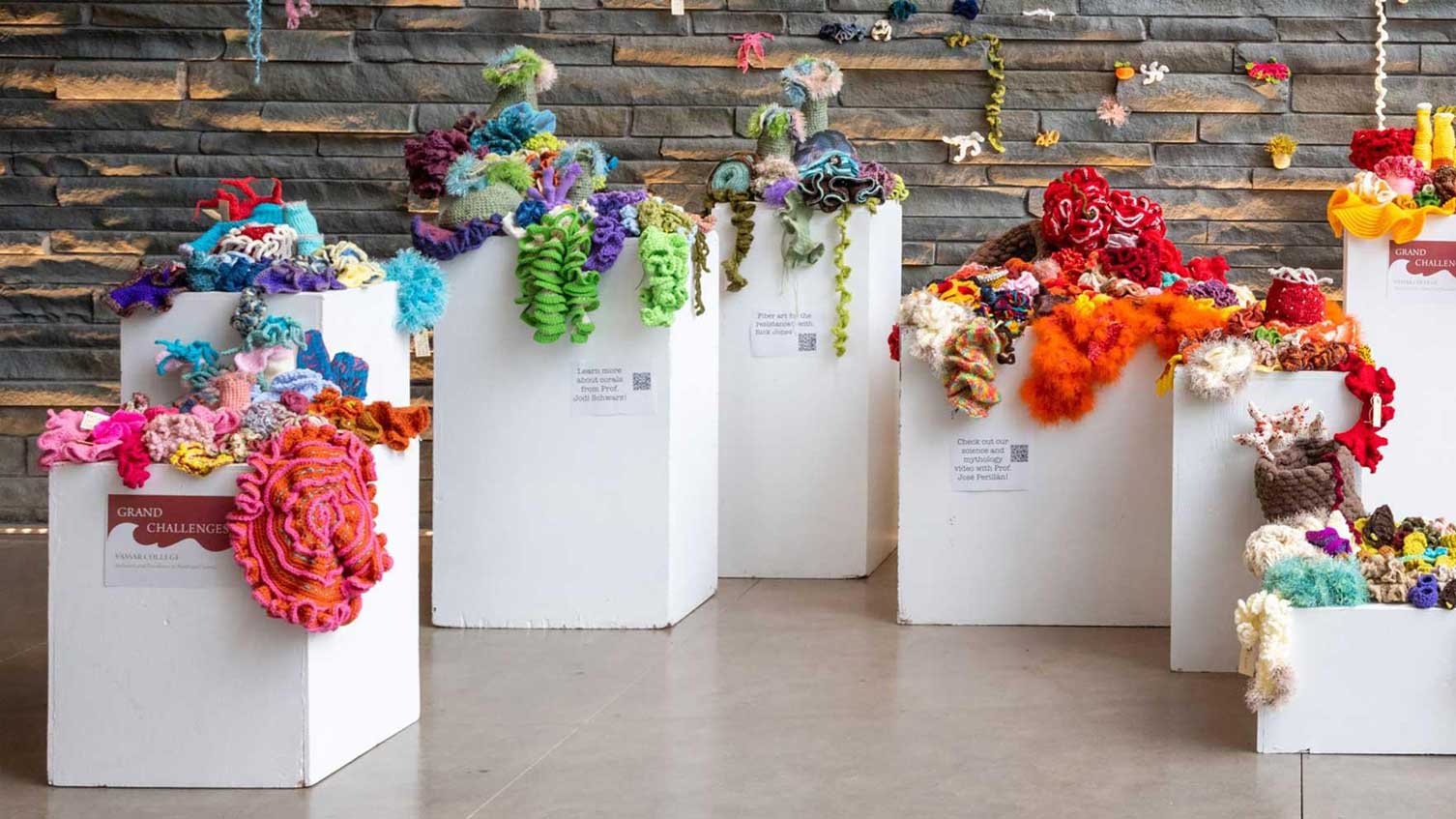 Crocheted coral reef art exhibition