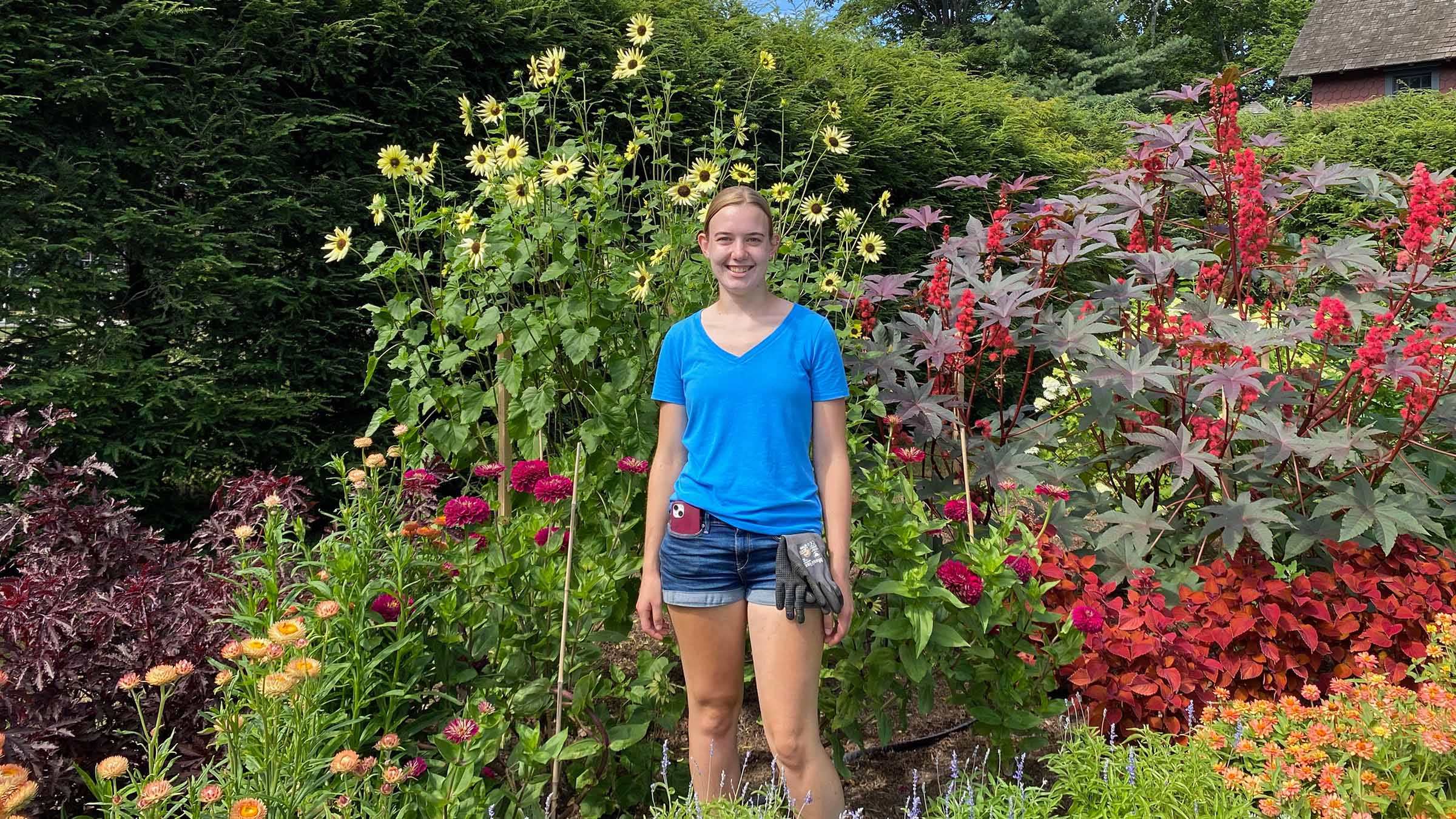 Hailey Osika ’23 tended gardens at the Franklin D. Roosevelt and Eleanor Roosevelt National Historic Sites.