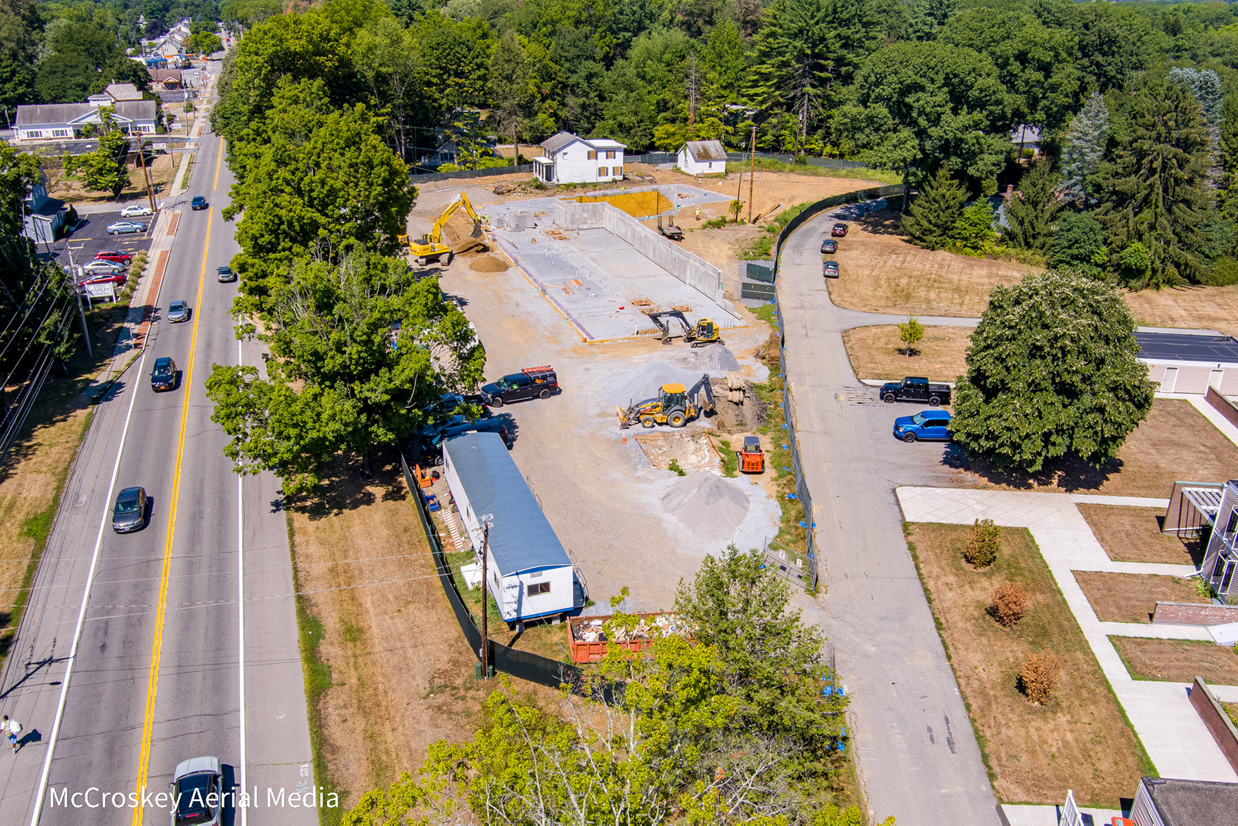 A photo of the construction site  taken recently from a drone.