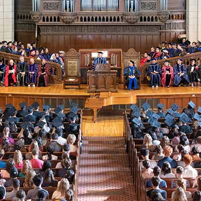 Campus community members assemble inside the Vassar Chapel on Convocation day.