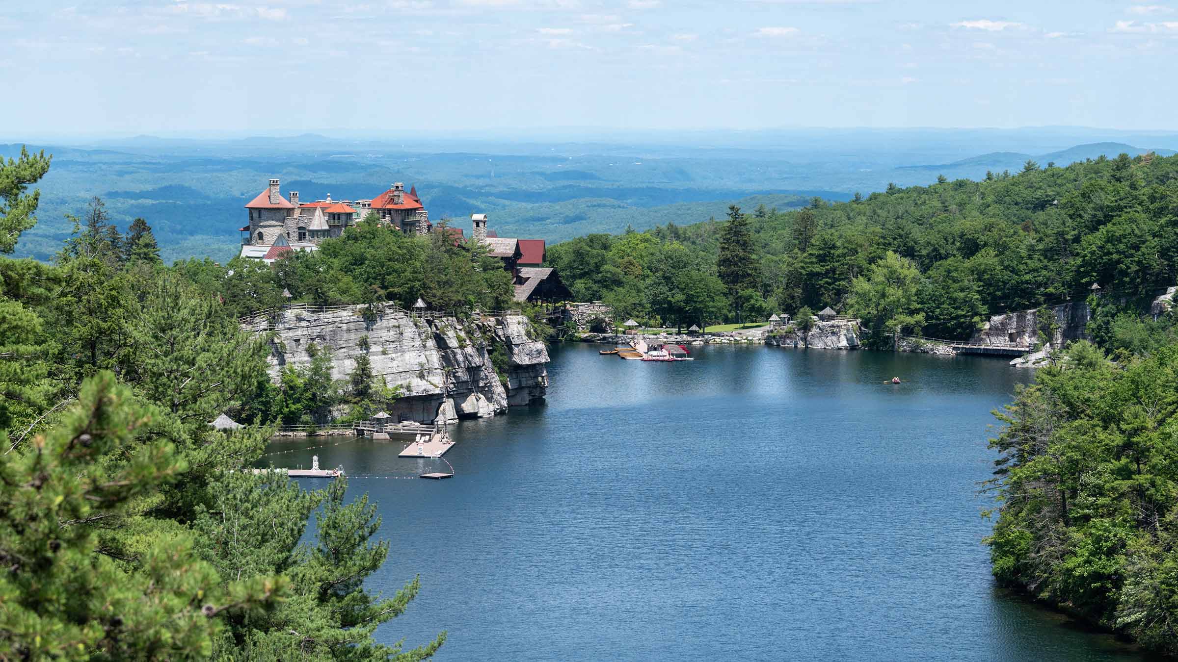 Mohonk Mountain House, lake and mountains in the background