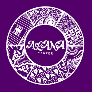 The words "ALANA Center" written in fancy script encircled by decorative patterns.