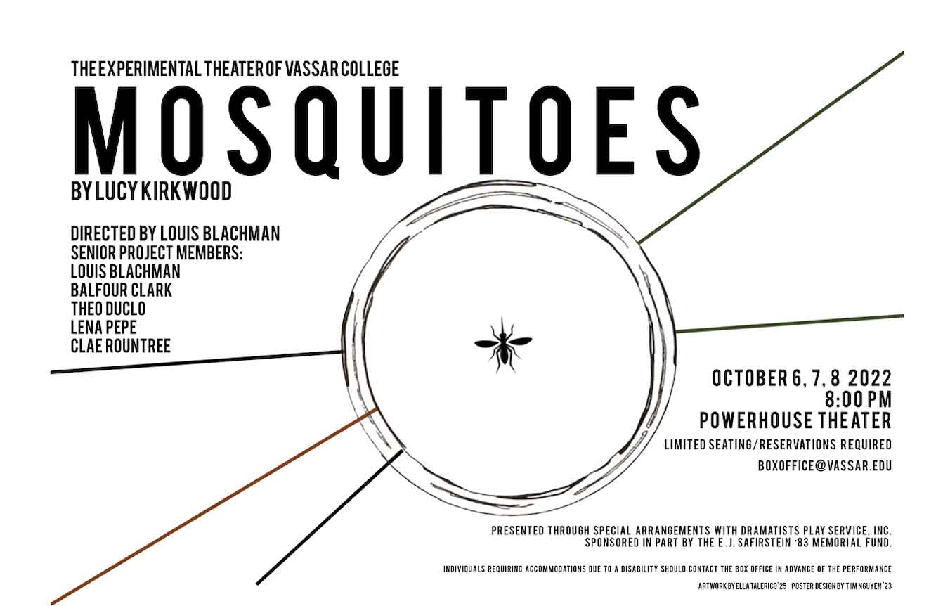 Show Poster for 'Mosquitoes' by Lucy Kirkwood