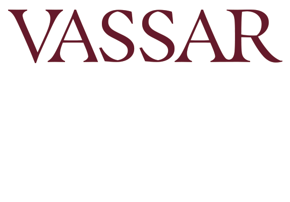 Vassar wordmark with an animated spider dropping below it and rising back up