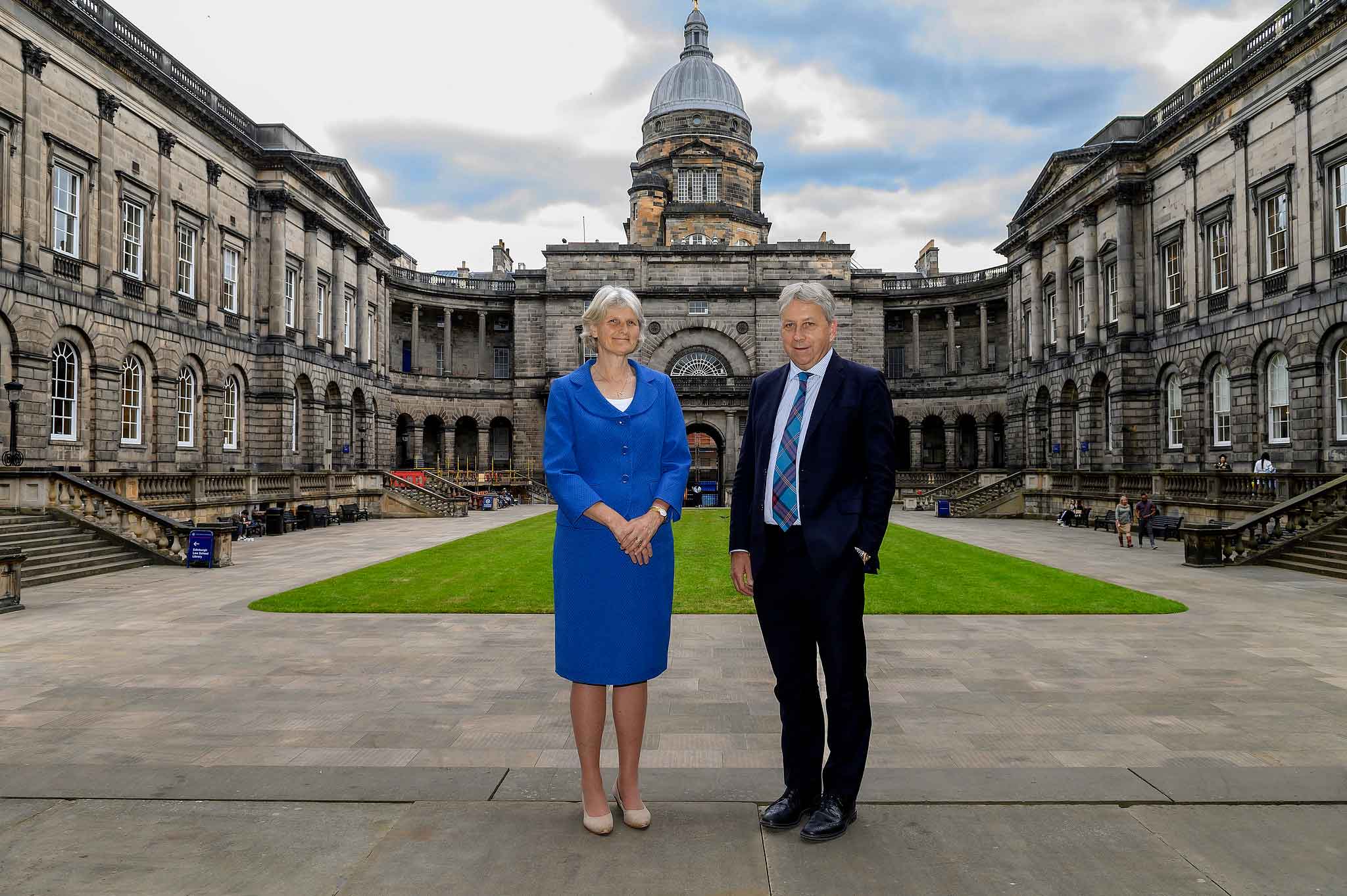 President Bradley with Principal and Vice-Chancellor Peter Mathieson standing side by side at the University of Edinburgh in Scotland