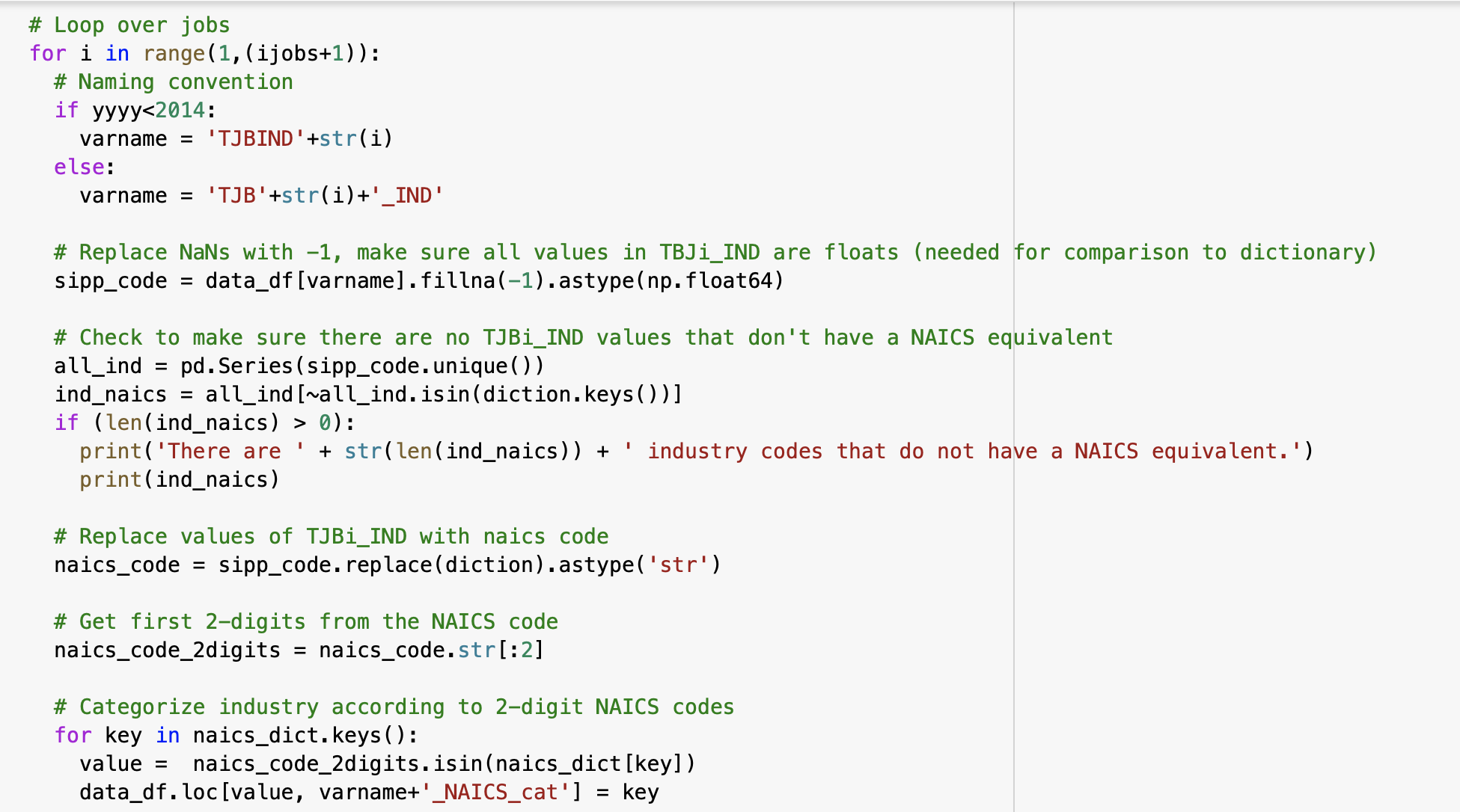 Screen shot of code example