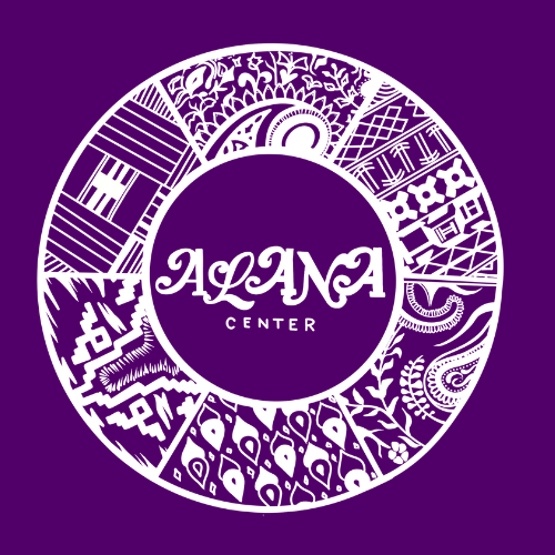 The words "ALANA Center" written in fancy script encircled by decorative patterns.