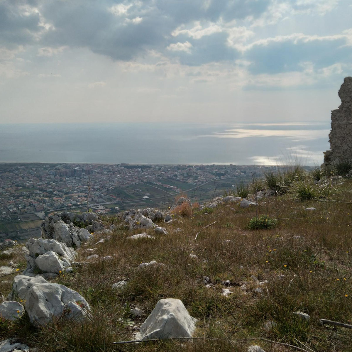 View of the City of Mondragone from the top of a mountain.