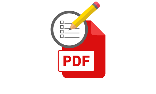Icon of a PDF symbol with and edit icon with a pencil to represent editing the PDF.