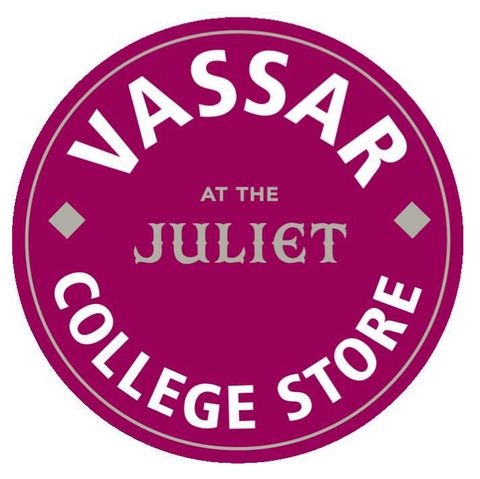 Round image with text that reads: Vassar at the Juliet College Store.
