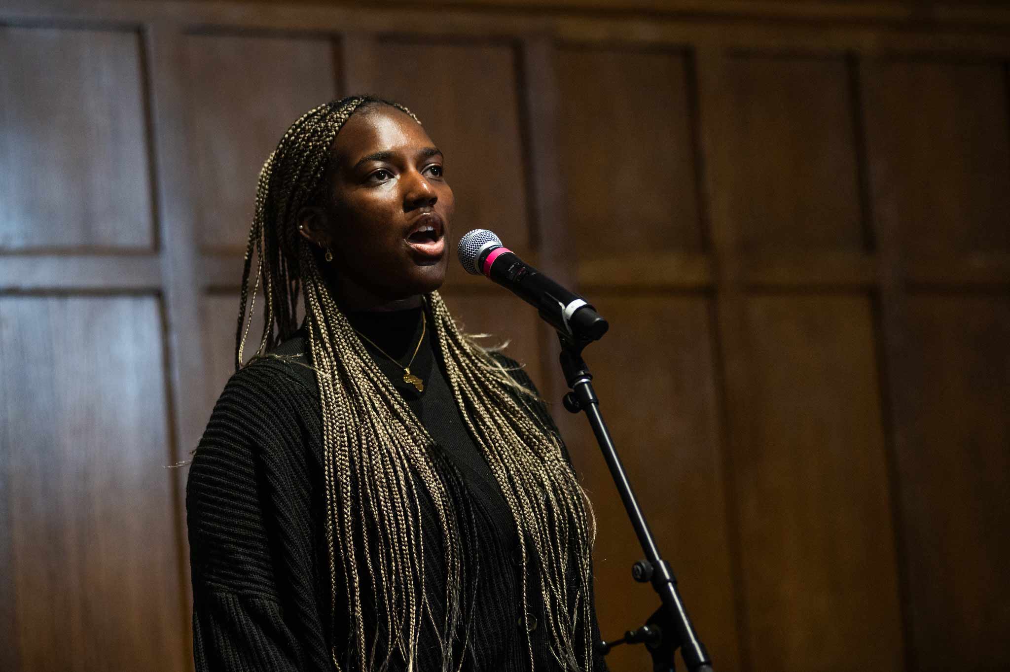 Mareme Fall ’25 sang “Summertime” at Vassar College's MLK community gathering.