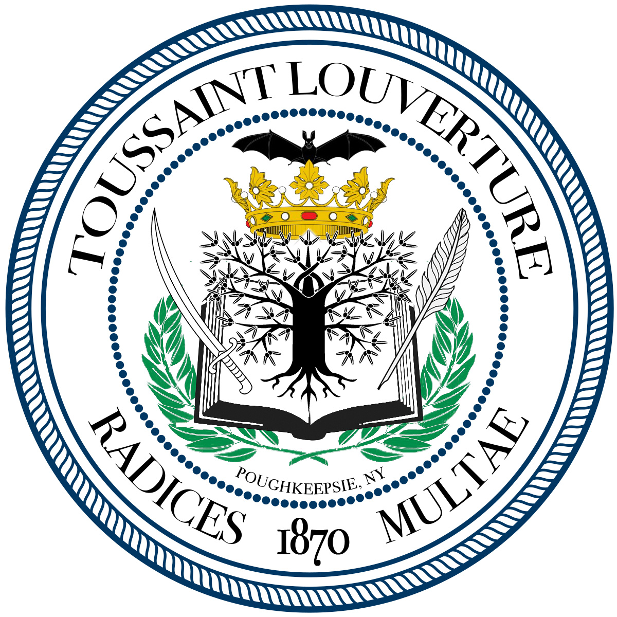 Toussaint L’Ouverture College - Decorative round seal logo.