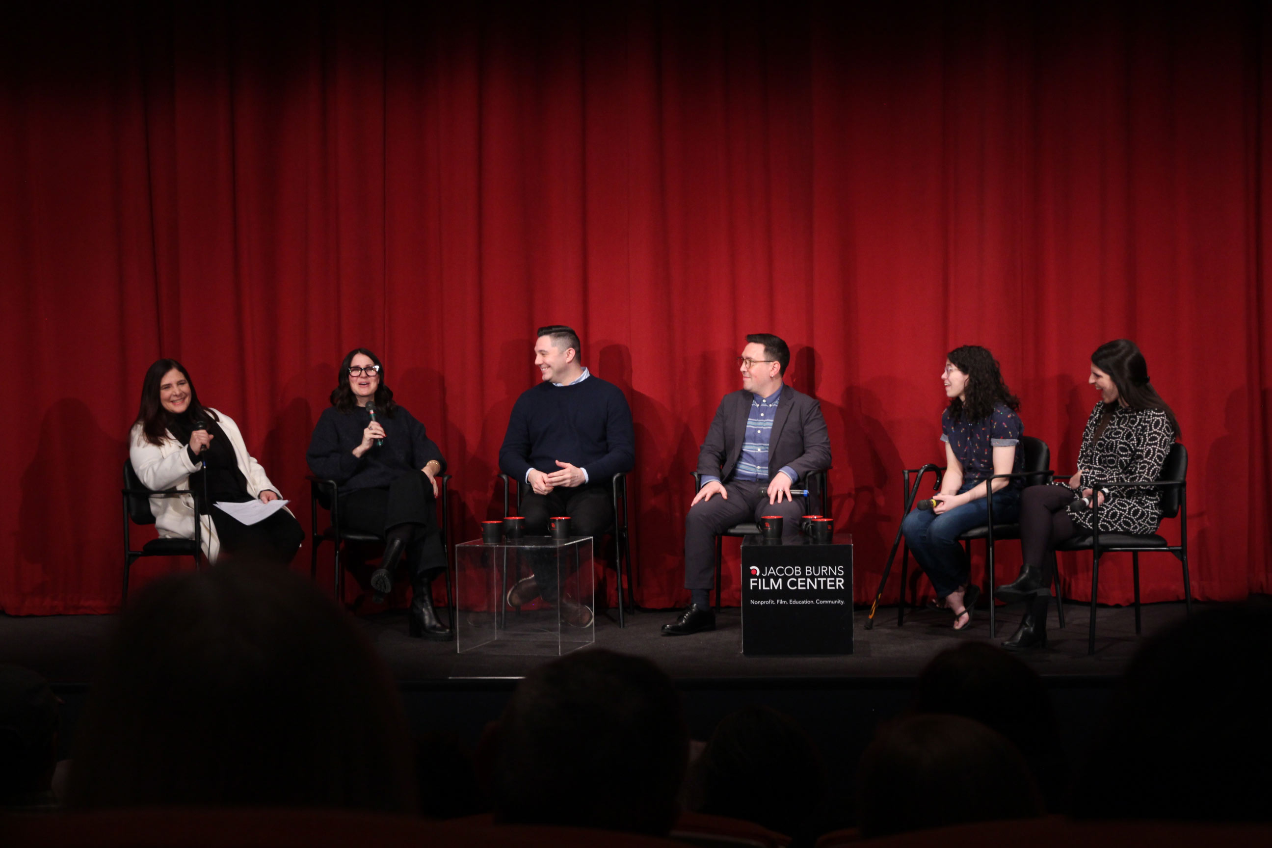 A photo of Shiva and other panelists discussing her film's adaptation at the  Jacob Burns Film Center (JBFC) in Pleasantville, NY.