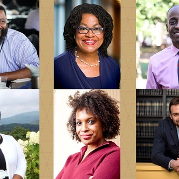 A photo collage of several headshots of people looking at the camera.