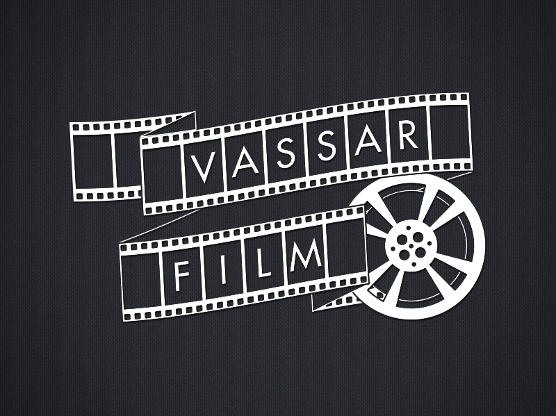 A logo image of a filmstrip and film reel with text that reads, "Vassar film."