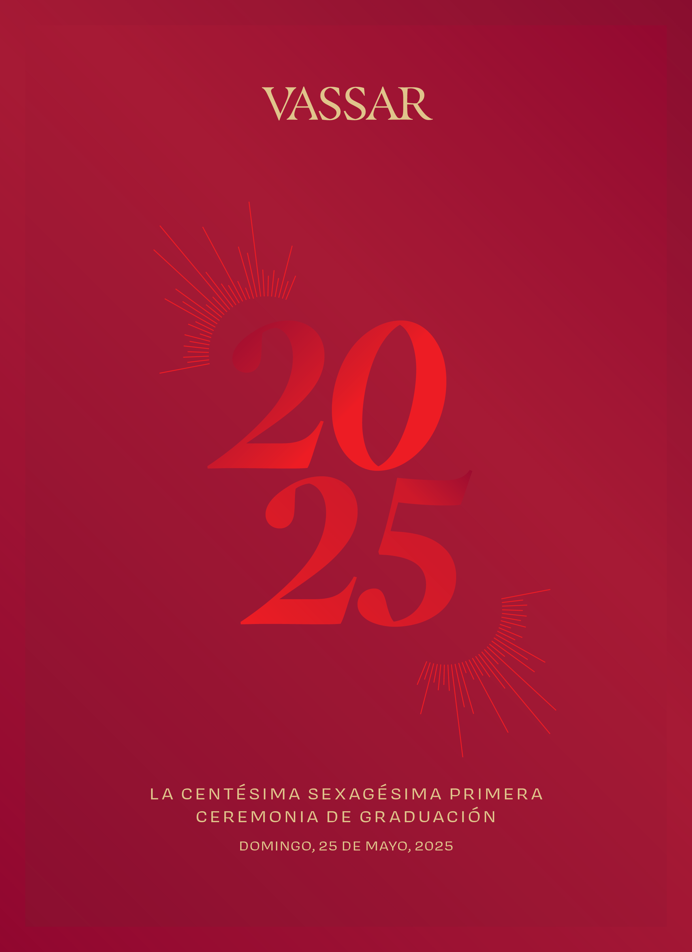 Program cover that reads Vassar Commencement 2025 in Spanish.