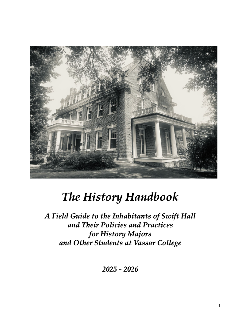 Vassar History Handbook 25-26 cover art.