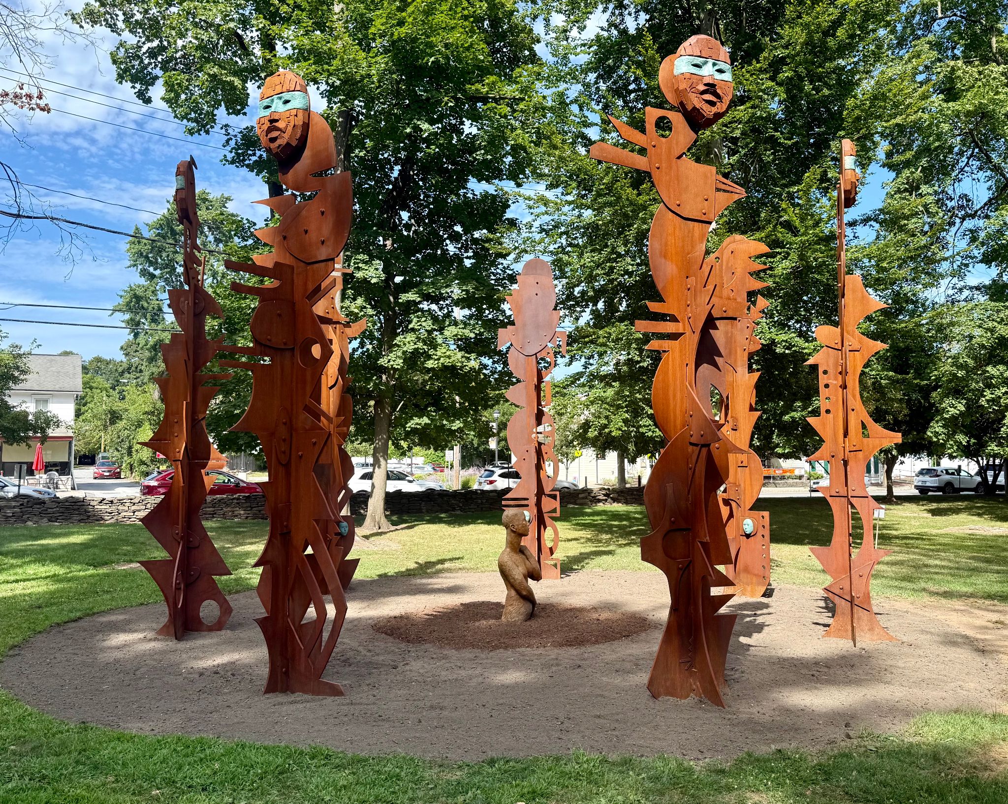 Outdoor metal sculptures.