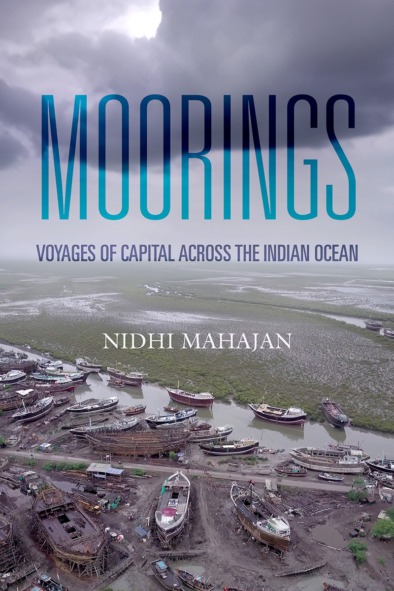 Book cover with photo of marshland under a stormy sky and fishing boats strewn along the shore.