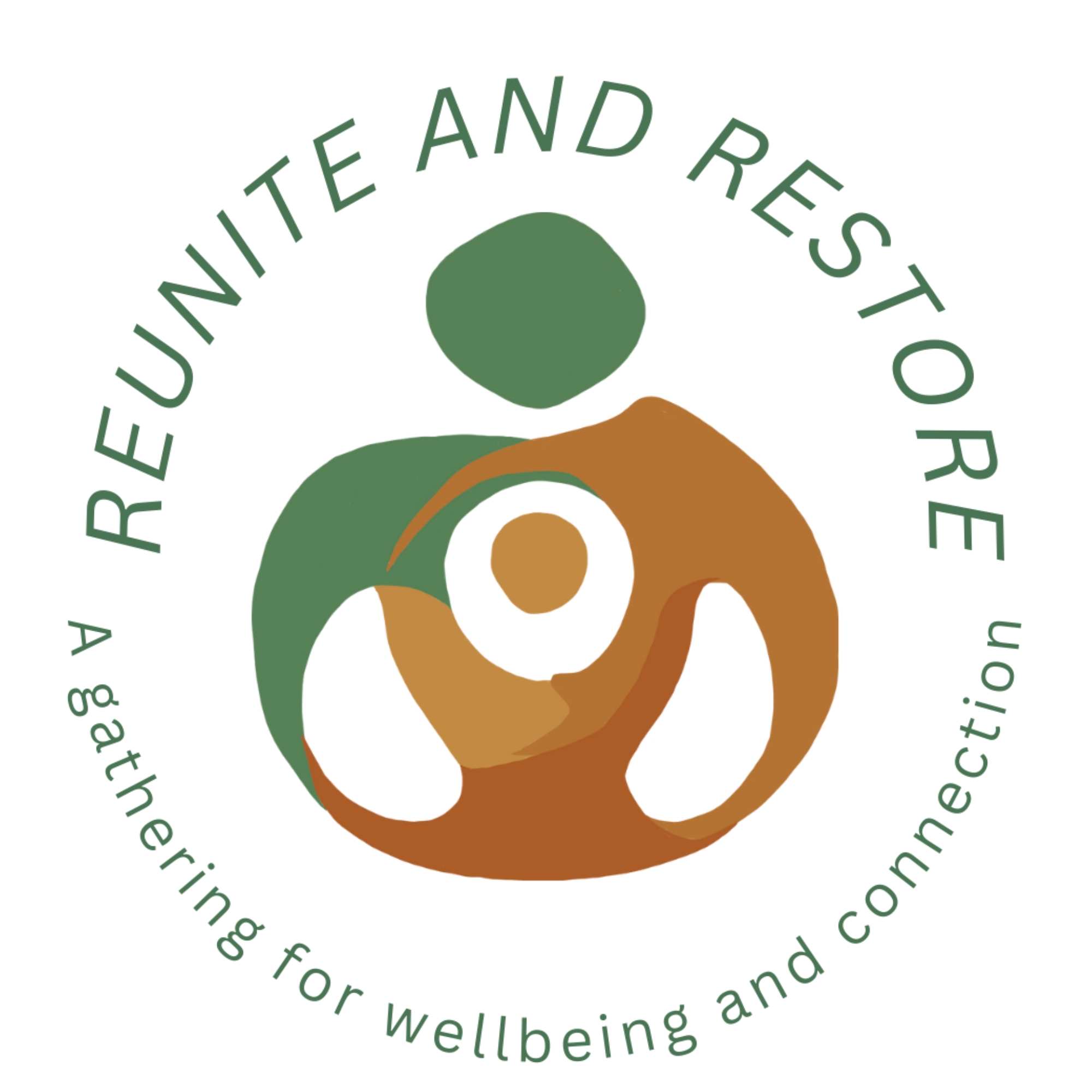 Graphic with figures intertwined and text that reads Reunite and Restore: A Gathering for Well-Being and Connection.