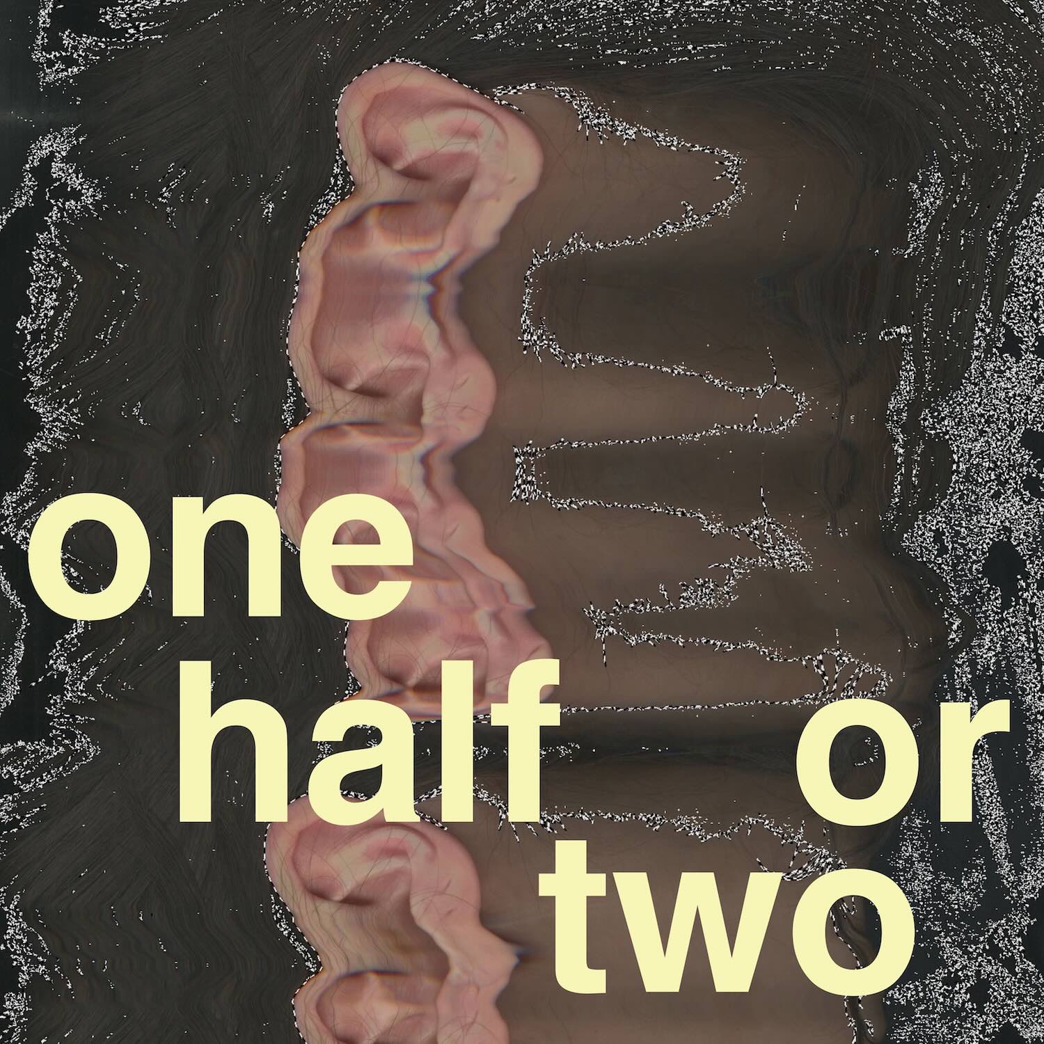 Distorted image with what looks like ears and surf with a text overlay that reads: one half or two.