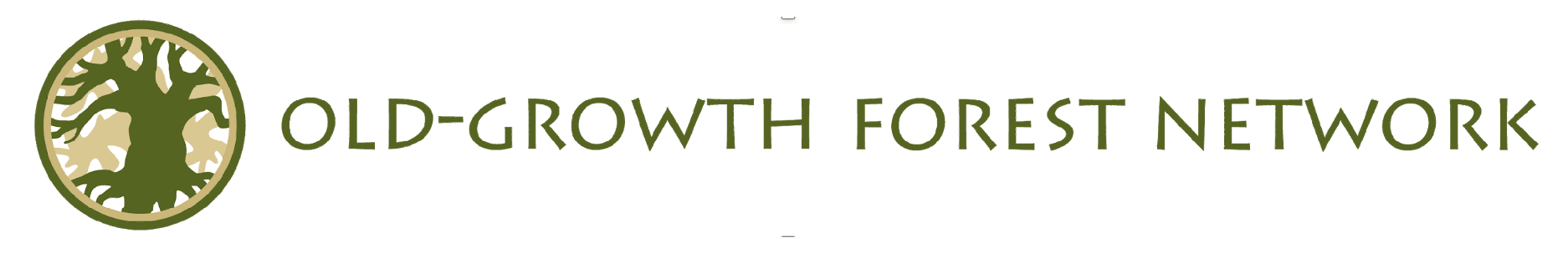 Tree logo and workmark that reads: old growth forest network.