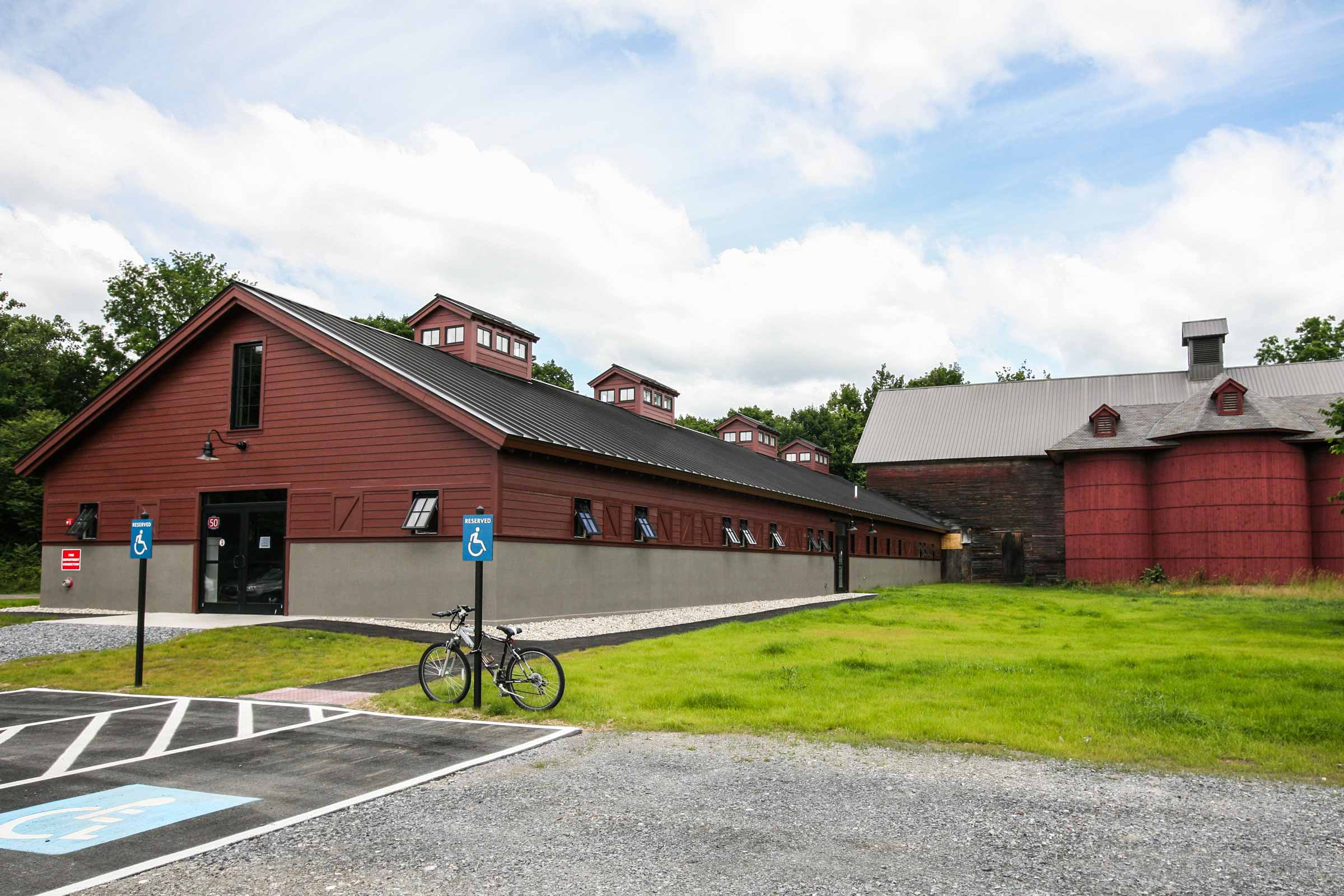A red building.