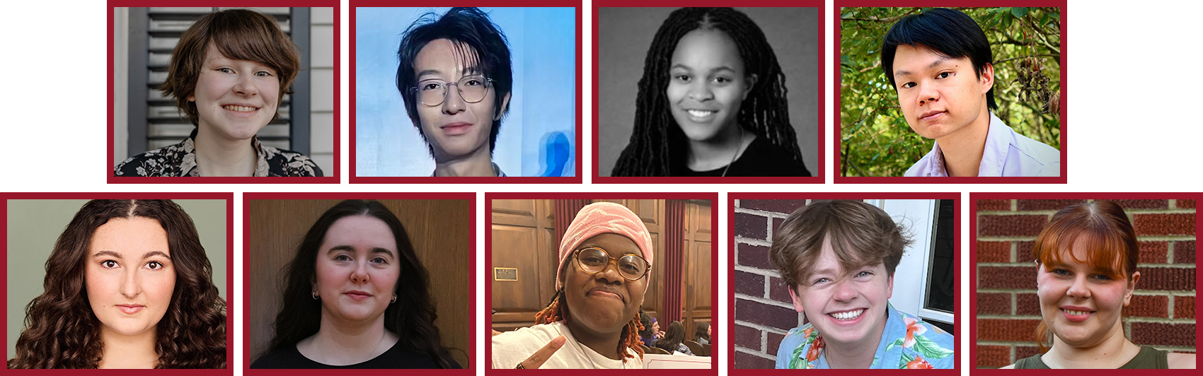 Collage of nine participants in the New Works Play Festival, featuring individual portraits arranged in two rows.