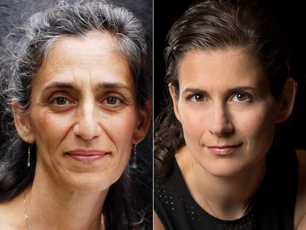 Side-by-side portraits of musicians Susan Rotholz and Anna Polonsky.