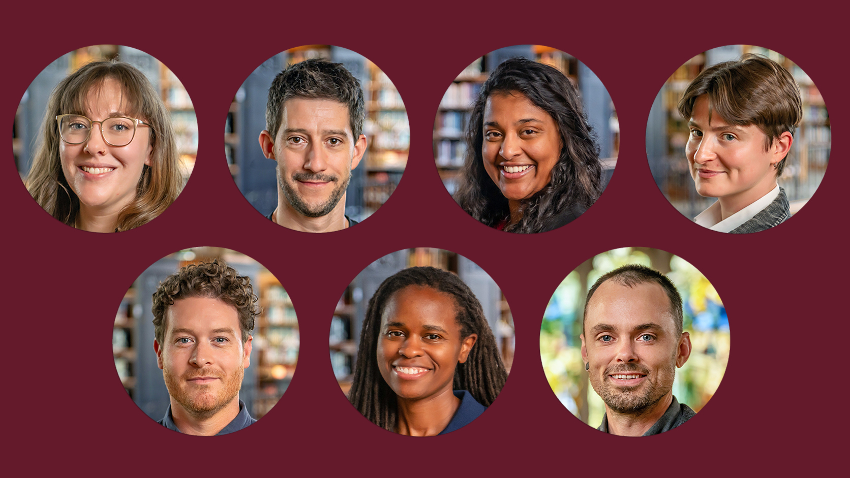 Collage of seven headshots of new faculty.