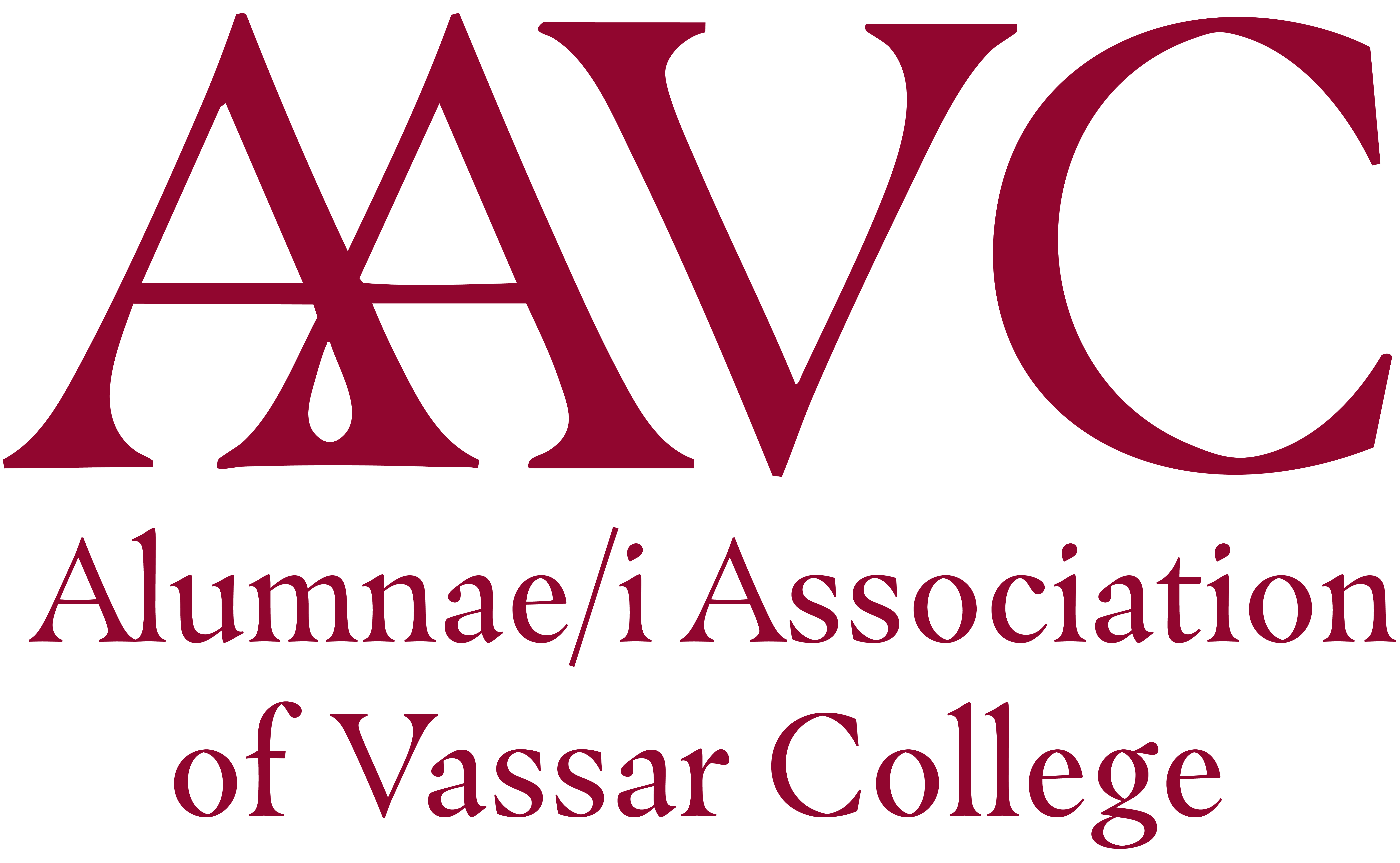 Wordmark acronymn (AAVC) and text that reads: Alumnae/i Association of Vassar College.
